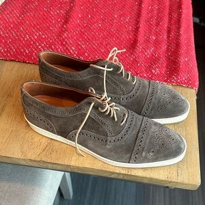 Allen Edwards Suede Oxfords - dark blue/grey